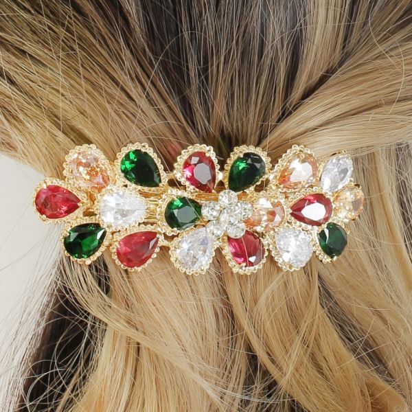 JEWELRY - HAIR BRACKET WITH ZIRCON - MODEL 01 - 12.5x4x3cm GOLD AND MIX COLORS WITH WHITE - PACKAGE 2pcs.