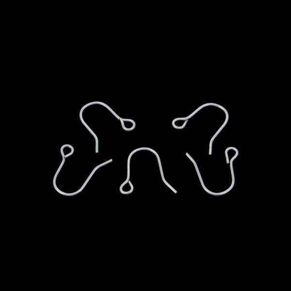 METAL ELEMENTS - EARRING FINDINGS - WIRE HOOK WITHOUT SPRING - SHORT - 11x17mm NICKEL COLOR (DARK) - 100pcs. Hole-2.2mm