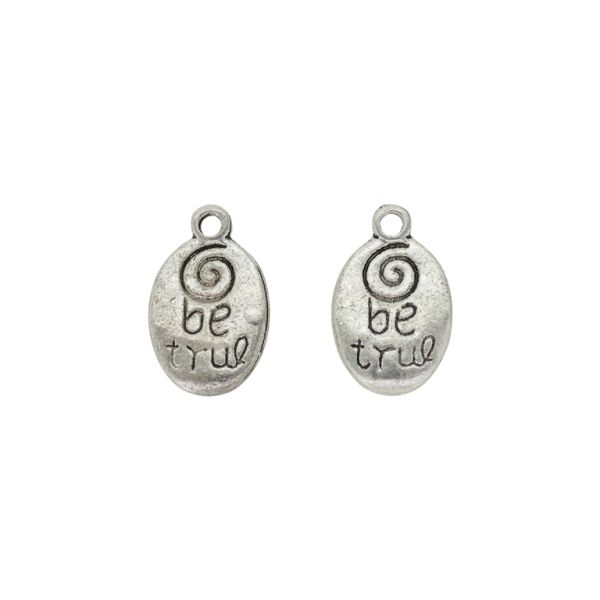 METAL BEADS - PENDANT - OVAL WITH INSCRIPTION 01 - 13x20x3.0mm SILVER - SECOND-RATE - PACKAGE 50pcs. Hole-2.0mm