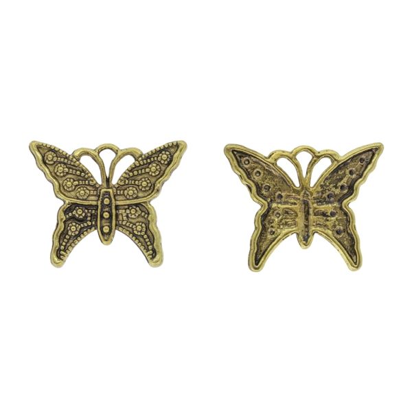 METAL BEADS - BUTTERFLY 01 - 24x20x2mm GOLD (DARK) - PACKAGE 50pcs.
