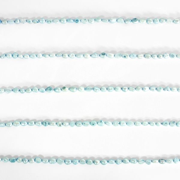 FRESHWATER PEARL BEADS - MODEL 01 - 6x7mm BLUE 06 - PACKAGE (5x60pcs.) Hole-0.8mm