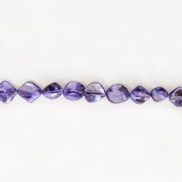 MOTHER OF PEARL BEADS - IRREGULAR TILE - 20x20mm PURPLE 69 - STRING (18pcs.)  Hole-1.0mm