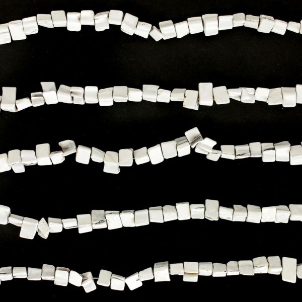MOTHER OF PEARL BEADS - CHIPS - MODEL 01 - 8x8mm WHITE 49 - PACKAGE (5x52pcs.)  Hole-0.8mm
