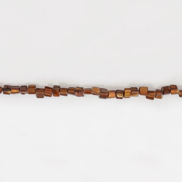 MOTHER OF PEARL BEADS - CHIPS - MODEL 01 - 8x8mm BROWN 57 - STRING (48pcs.)  Hole-0.8mm