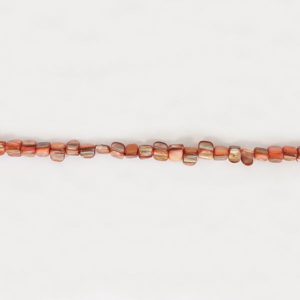 MOTHER OF PEARL BEADS - CHIPS - MODEL 01 - 8x8mm CORAL (LIGHT) 63 - STRING (48pcs.)  Hole-0.8mm