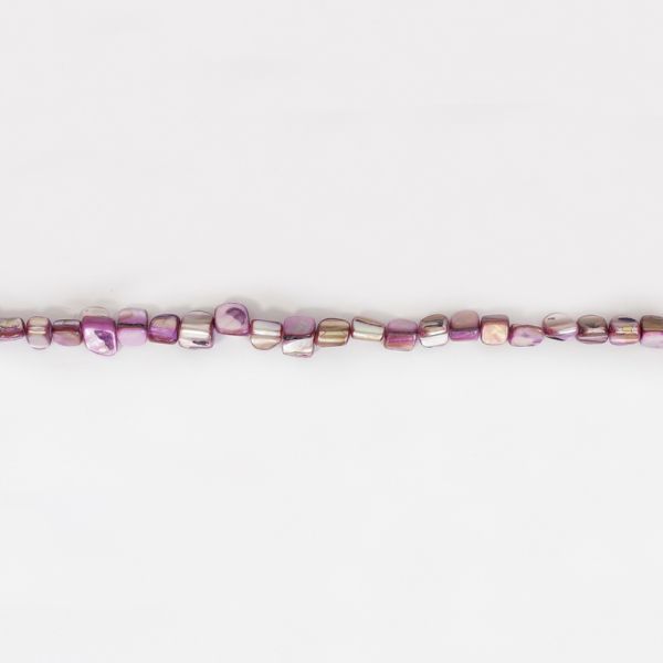 MOTHER OF PEARL BEADS - CHIPS - MODEL 01 - 8x8mm PURPLE 51 - STRING (48pcs.)  Hole-0.8mm