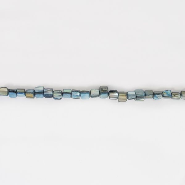 MOTHER OF PEARL BEADS - CHIPS - MODEL 01 - 8x8mm BLUE 47 - STRING (60pcs.)  Hole-0.8mm