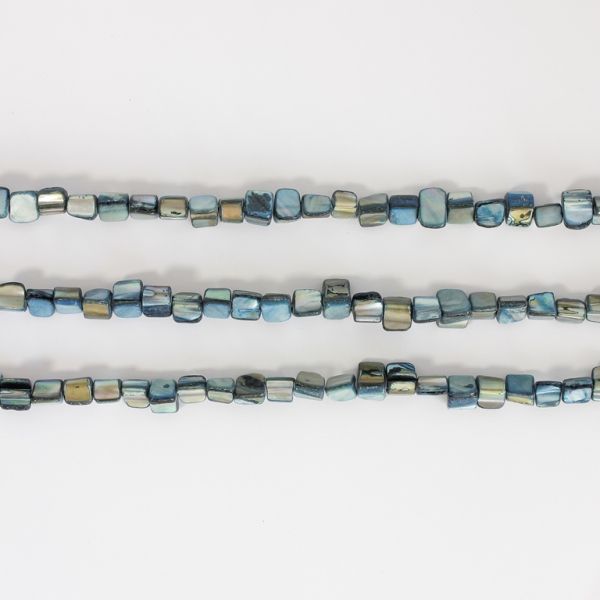 MOTHER OF PEARL BEADS - CHIPS - MODEL 01 - 8x8mm BLUE 47 - PACKAGE (3x60pcs.)  Hole-0.8mm