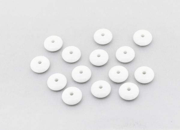 OPAQUE PLASTIC BEADS - WASHER - 3.8x10mm WHITE С01 - PACKAGE 500g Hole-1.8mm (2100pcs.)