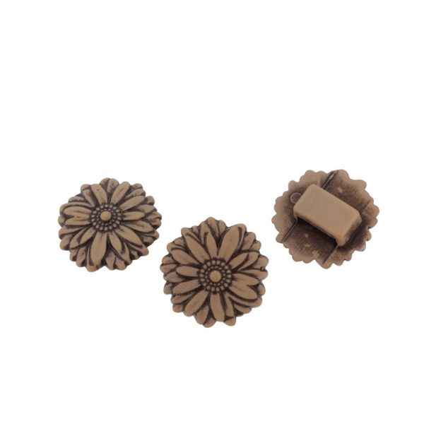 IMITATION WOOD BEADS - FLOWER 08 - 20x7mm BROWN AND BROWN (DARK) - 50g Hole-9x3mm (61pcs.)