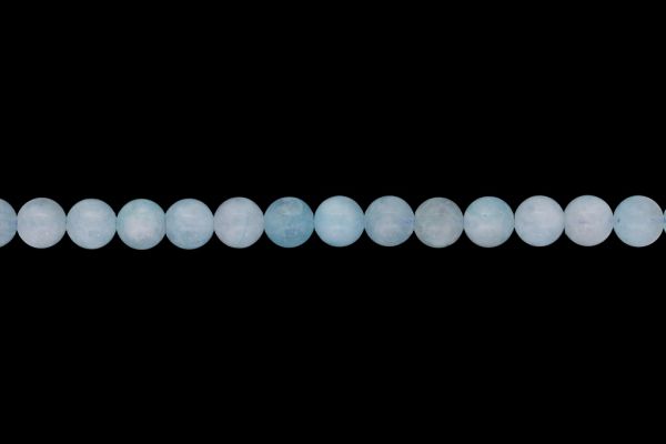 NATURAL STONE BEADS - AQUAMARINE - 8mm - STRING (48pcs.) Hole-1.0mm