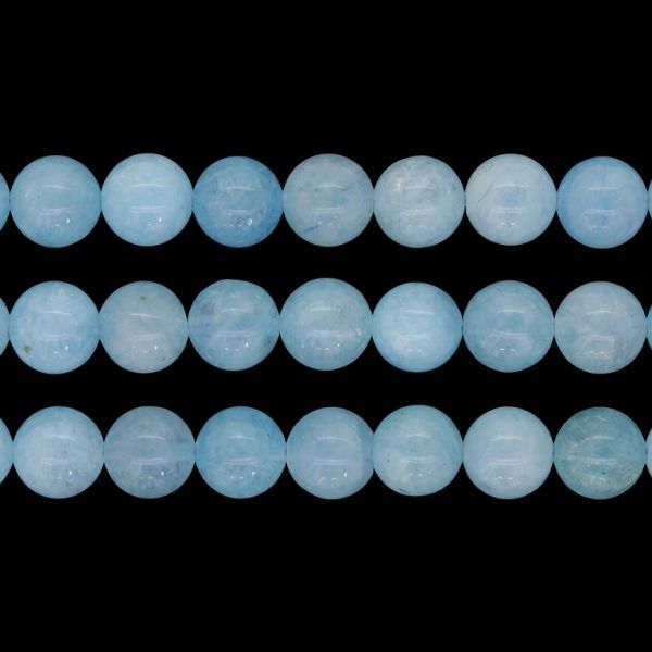 NATURAL STONE BEADS - AQUAMARINE - 10mm - PACKAGE (3x38pcs.) Hole-1.0mm