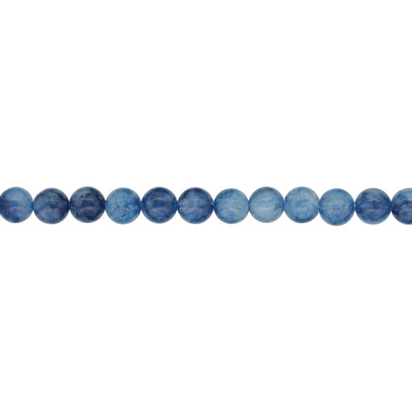 NATURAL STONE BEADS - AQUAMARINE DARK BLUE - 6mm - STRING (64pcs.) Hole-1.0mm