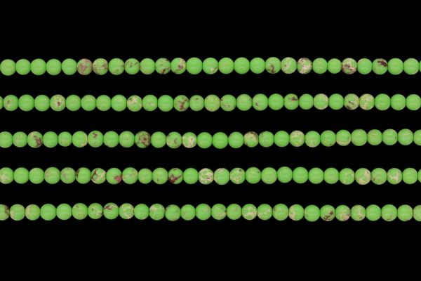 NATURAL STONE BEADS - JASPER IMPERIAL FRUIT GREEN - 4mm - STRING (94pcs.) Hole-1.0mm
