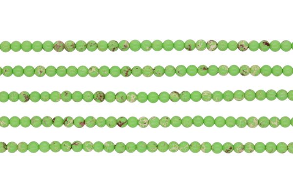 NATURAL STONE BEADS - JASPER IMPERIAL FRUIT GREEN - 4mm - STRING (94pcs.) Hole-1.0mm