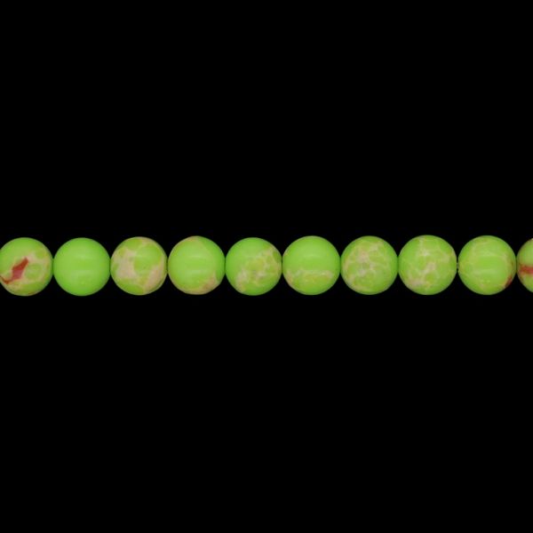 NATURAL STONE BEADS - JASPER IMPERIAL FRUIT GREEN - 8mm - STRING (48pcs.) Hole-1.0mm