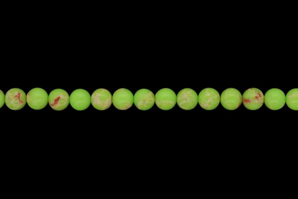 NATURAL STONE BEADS - JASPER IMPERIAL FRUIT GREEN - 8mm - STRING (48pcs.) Hole-1.0mm