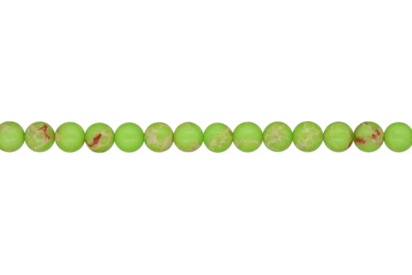 NATURAL STONE BEADS - JASPER IMPERIAL FRUIT GREEN - 8mm - STRING (48pcs.) Hole-1.0mm