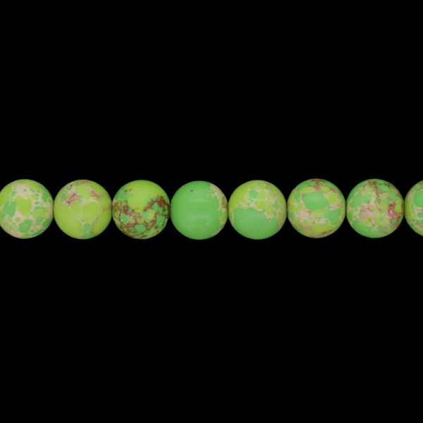 NATURAL STONE BEADS - JASPER IMPERIAL FRUIT GREEN - 10mm - STRING (38pcs.) Hole-1.0mm