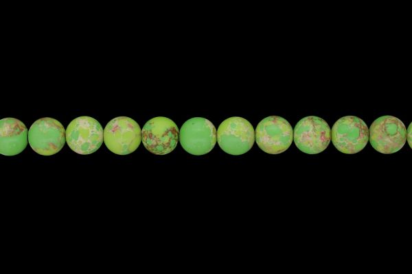 NATURAL STONE BEADS - JASPER IMPERIAL FRUIT GREEN - 10mm - STRING (38pcs.) Hole-1.0mm