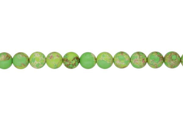 NATURAL STONE BEADS - JASPER IMPERIAL FRUIT GREEN - 10mm - STRING (38pcs.) Hole-1.0mm