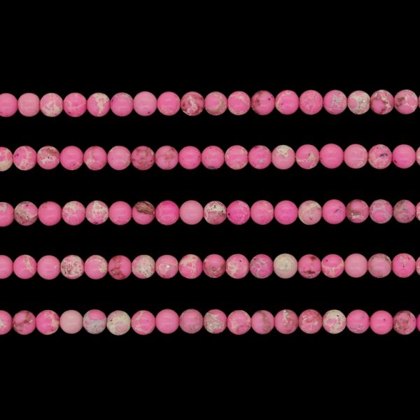NATURAL STONE BEADS - JASPER IMPERIAL PINK - 4mm - PACKAGE (5x94pcs.) Hole-1.0mm