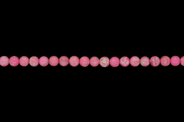 NATURAL STONE BEADS - JASPER IMPERIAL PINK - 6mm - STRING (64pcs.) Hole-1.0mm