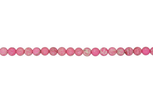 NATURAL STONE BEADS - JASPER IMPERIAL PINK - 6mm - STRING (64pcs.) Hole-1.0mm