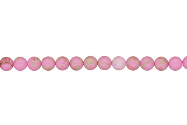 NATURAL STONE BEADS - JASPER IMPERIAL PINK (LIGHT) - 8mm - STRING (48pcs.) Hole-1.0mm