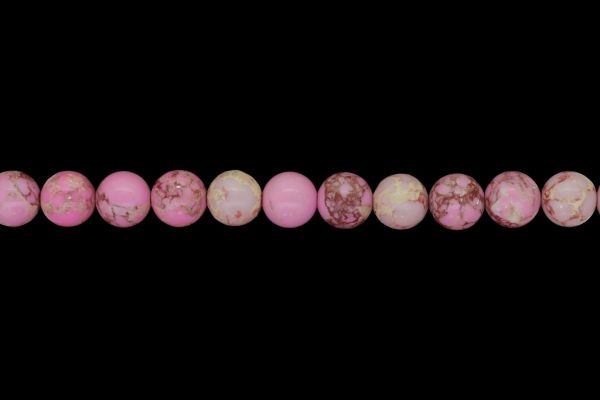 NATURAL STONE BEADS - JASPER IMPERIAL PINK (LIGHT) - 10mm - STRING (38pcs.) Hole-1.0mm