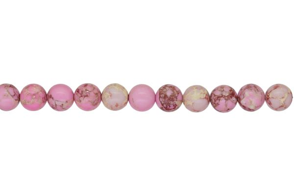 NATURAL STONE BEADS - JASPER IMPERIAL PINK (LIGHT) - 10mm - STRING (38pcs.) Hole-1.0mm