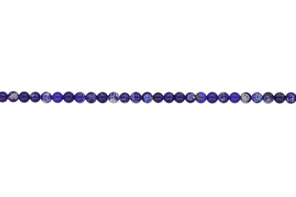 NATURAL STONE BEADS - JASPER IMPERIAL DARK BLUE - 4mm - STRING (94pcs.) Hole-1.0mm