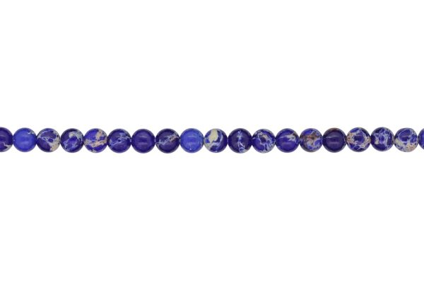 NATURAL STONE BEADS - JASPER IMPERIAL DARK BLUE - 6mm - STRING (64pcs.) Hole-1.0mm