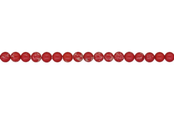 NATURAL STONE BEADS - JASPER IMPERIAL RED - 6mm - STRING (64pcs.) Hole-1.0mm