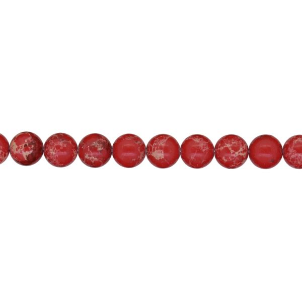 NATURAL STONE BEADS - JASPER IMPERIAL RED - 8mm - STRING (48pcs.) Hole-1.0mm