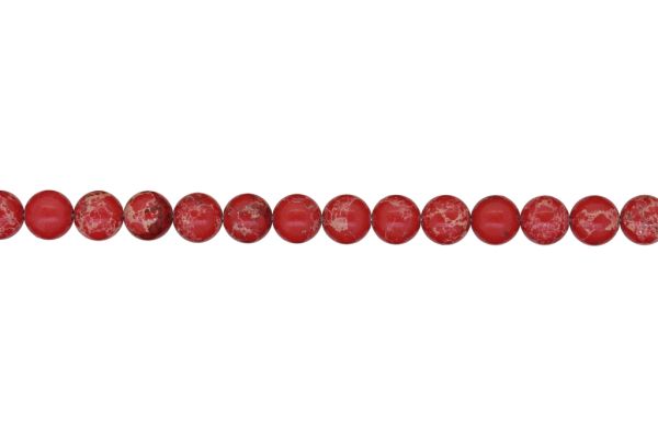 NATURAL STONE BEADS - JASPER IMPERIAL RED - 8mm - STRING (48pcs.) Hole-1.0mm