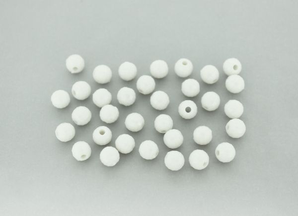 OPAQUE PLASTIC BEADS - BALL FACETED - 6mm WHITE С01 - 50g Hole-1.8mm (410pcs.)