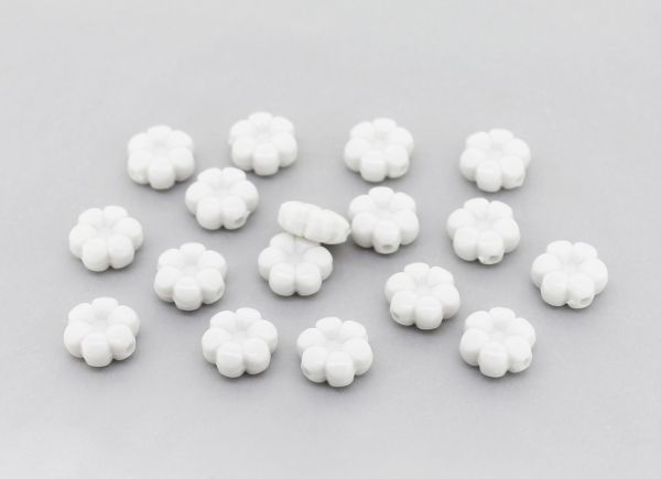 OPAQUE PLASTIC BEADS - FLOWER 01 - 10.5x5mm WHITE С01 - PACKAGE 500g Hole-1.8mm (1450pcs.)