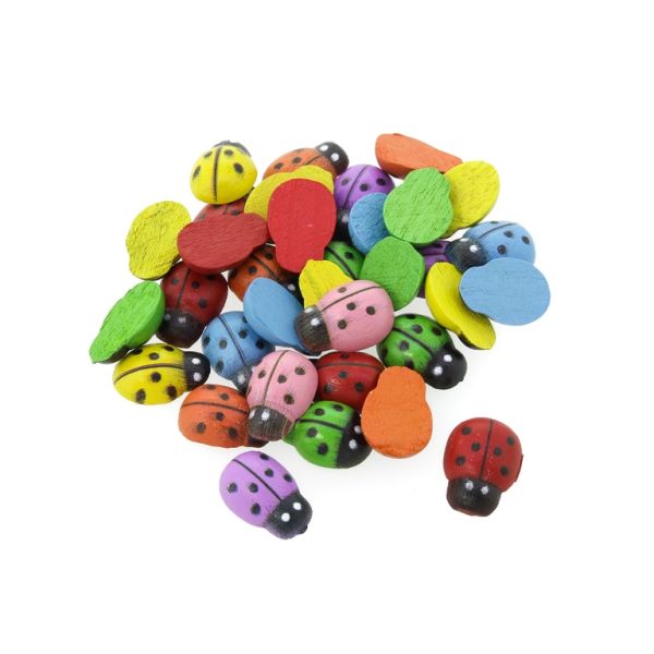 WOODEN LADYBUG FOR GLUING - 9x13x4мм MIX - PACKAGE 200pcs.