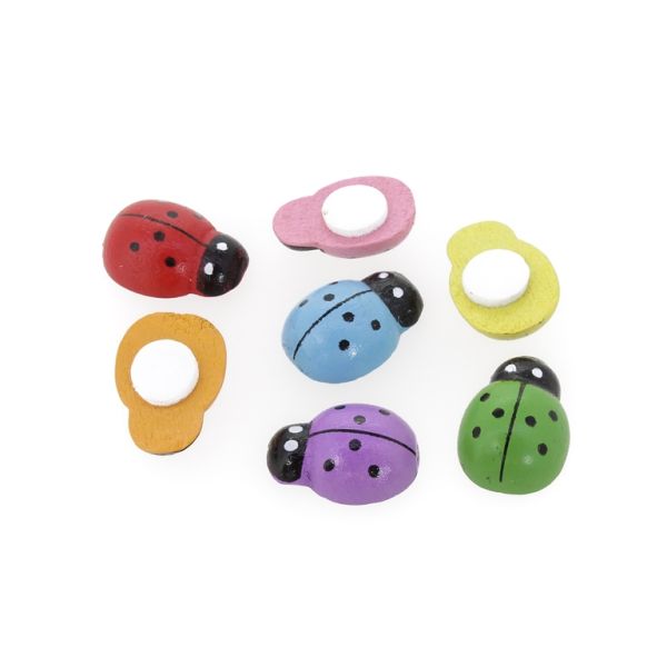 WOODEN LADYBUG WITH STICKER - 14x19x7мм MIX - 20pcs.