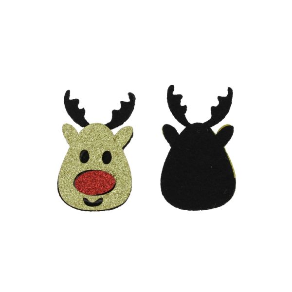 TEXTILE BEADS - FELT - DEER 02 - 27x45mm GOLD-RED-BLACK - PACKAGE 15pcs.