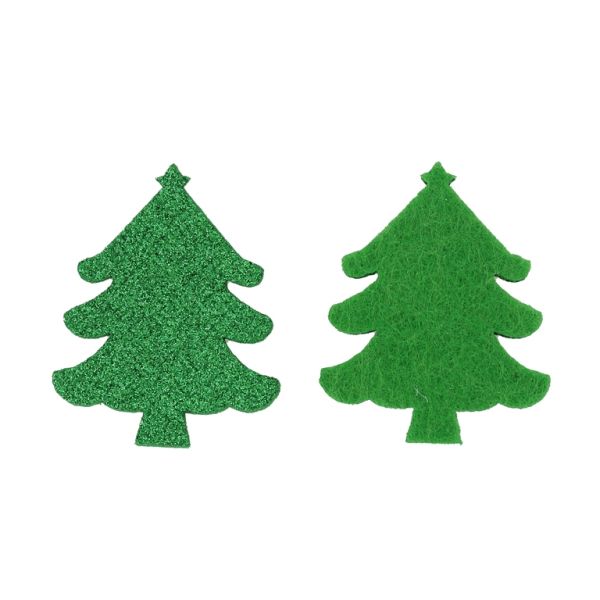 TEXTILE BEADS - FELT - CHRISTMAS TREE 07 - 40x50mm GREEN - PACKAGE 20pcs.