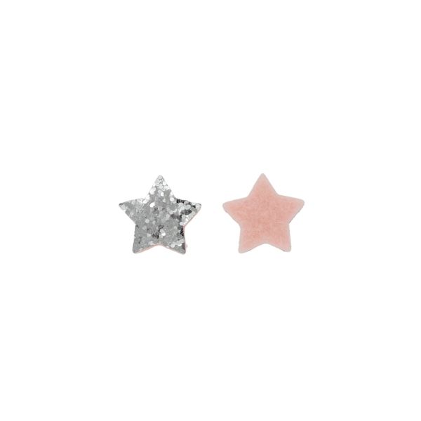 TEXTILE BEADS - FELT - STAR 05 - 20x20mm SILVER AND PINK - PACKAGE 50pcs.