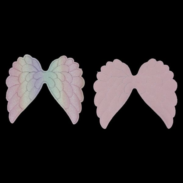 TEXTILE BEADS - FELT - WINGS 01 - 90x65mm RAINBOW PINK - PACKAGE 10pcs.