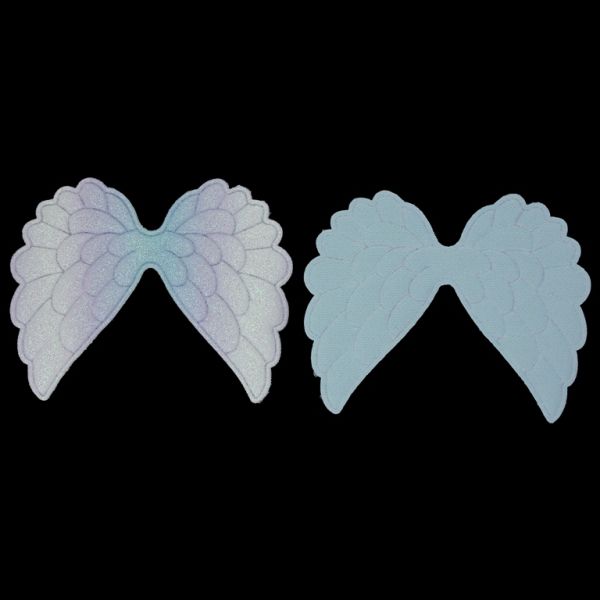 TEXTILE BEADS - FELT - WINGS 01 - 90x65mm RAINBOW BLUE - PACKAGE 10pcs.