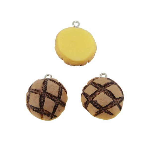 PLASTIC BEADS - RESIN 3D - PENDANT - CHRISTMAS PIE 01 - 22x27x6mm BROWN (LIGHT)-BROWN (DARK)-YELLOW (DARK) - PACKAGE 30pcs. Hole-2.0mm