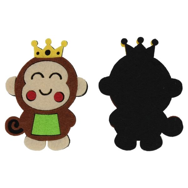 TEXTILE BEADS - FELT - MONKEY 01 - 58x78mm BROWN-BEIGE-GREEN - PACKAGE 10pcs.