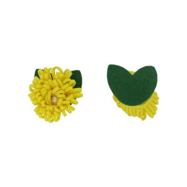 TEXTILE BEADS - FELT - FLOWER 03 - 35x30x15mm YELLOW-GREEN - PACKAGE 10pcs.