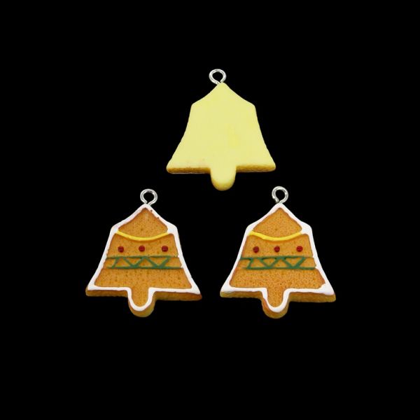 ПЛАСТМАСОВИ МЪНИСТА - РЕЗИН 3D - ВИСУЛКА - КОЛЕДНА КАМБАНКА 01 - 24х30х4мм ОРАНЖЕВО-ЗЕЛЕНО-ЧЕРВЕНО-ЖЪЛТО-БЯЛО - ПАКЕТ 30 бр. Отвор-2.0мм