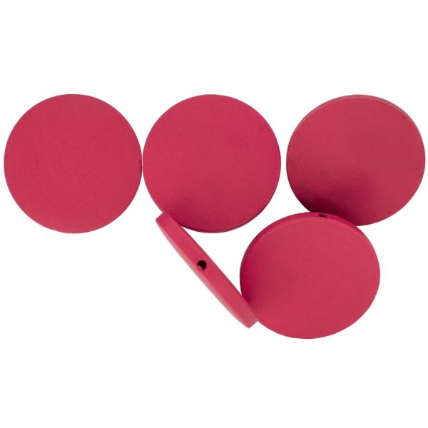 ДЪРВЕНИ МЪНИСТА - КРЪГ ПЛОСЪК - 40х6мм ЦИКЛАМА Т. - ПАКЕТ 50 бр. Отвор-2.0мм